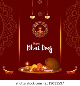 Vector illustration of Happy Bhai Dooj social media feed template