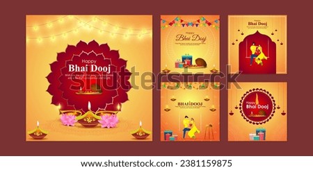 Vector illustration of Happy Bhai Dooj social media feed set template written hindi text bhai dooj  Stock photo © 