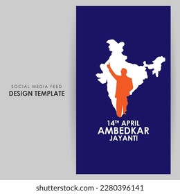 Vector illustration of Happy Bhimrao Ambedkar Jayanti social media story feed set mockup template