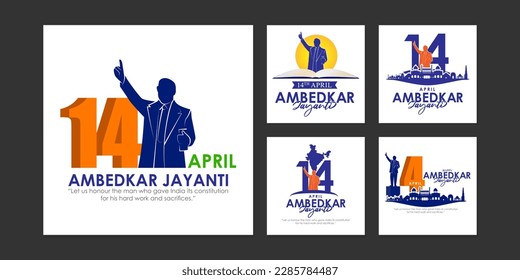 Vector illustration of Happy Bhimrao Ambedkar Jayanti social media story feed set mockup template