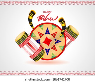 Vector illustration of Happy Bihu, Assamese New Year, Indian traditional festival, Harvest festival of Assam.