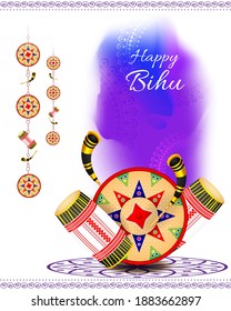 Ilustración vectorial de Happy Bihu, el Año Nuevo asamés, festival tradicional indio, festival de la cosecha de Assam.