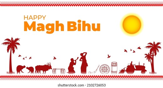 Vektorgrafik von Happy Bihu, Assamese New Year