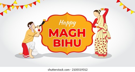 Vektorgrafik von Happy Bihu, Assamese New Year