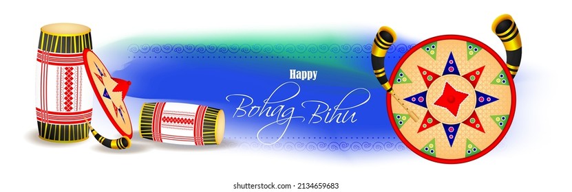 Vector illustration of Happy Bihu, Assamese New Year, Indian traditional festival, Harvest festival of Assam.