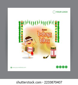 Vector illustration of Happy Bihu, Assamese New Year, Indian traditional festival, Harvest festival of Assam.