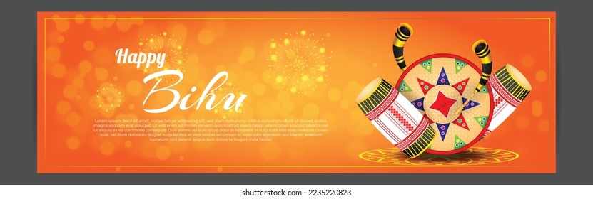 Vector illustration of Happy Bihu, Assamese New Year, Indian traditional festival, Harvest festival of Assam.