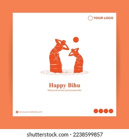 Vector illustration of Happy Bihu, Assamese New Year, Indian traditional festival, Harvest festival of Assam.