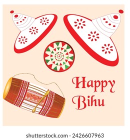 Vector illustration of Happy Bihu social media feed template.