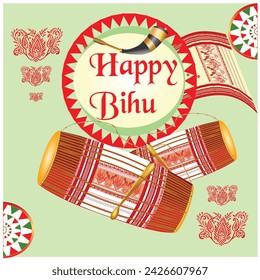 Vector illustration of Happy Bihu social media feed template.