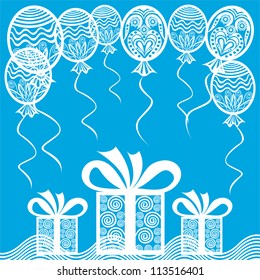 Vector illustration of happy birthday balloons pattern presents