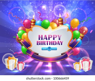 Vector Illustration Happy Birthday Card Design Stock Vector (Royalty ...