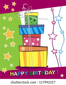 Vector illustration of happy birthday card design