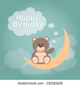 Vector illustration. Happy birthday card.