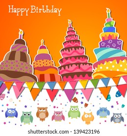 Vector Illustration of a Happy Birthday Card