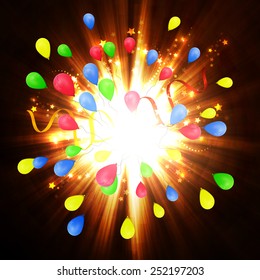 Vector illustration of happy birthday card on a bright background