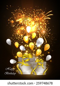 Vector illustration of happy birthday card on a bright background