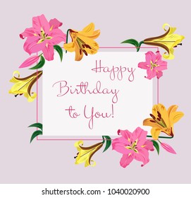 Vector Illustration Happy Birthday Greeting Card Stock Vector (Royalty ...