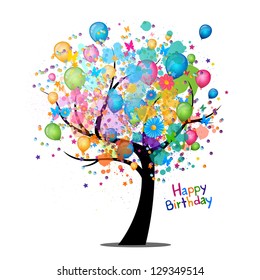 Vector Illustration of a Happy Birthday Greeting Card