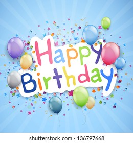 Vector Illustration of a Happy Birthday Greeting Card