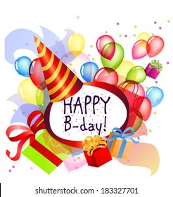 Vector Illustration of a Happy Birthday Greeting Card 