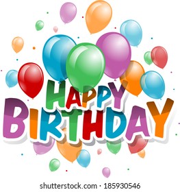 Vector Illustration of a Happy Birthday Greeting Card