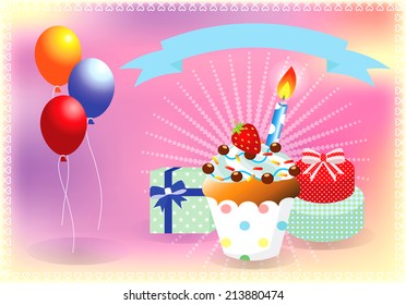 Vector Illustration of a Happy Birthday Greeting Card