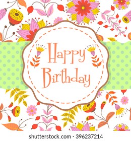Vector illustration of happy birthday greeting card