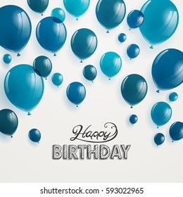 Elegant Blue Balloon Ribbon Happy Birthday Stock Vector (Royalty Free ...