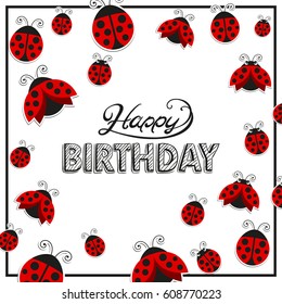 Vector Illustration Happy Birthday Greeting Card Stock Vector (Royalty ...