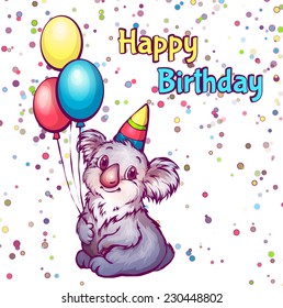 Vector Illustration of Happy birthday greetings with koala.