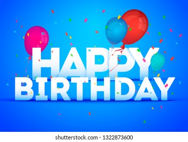 Vector Illustration Happy Birthday Party Sign Stock Vector (Royalty ...