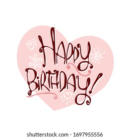 Vector illustration for happy birthday poster with heart pink color