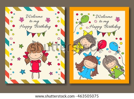 vector illustration happy birthday posters invitation stock vector