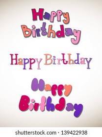 Vector Illustration of Happy Birthday Signs