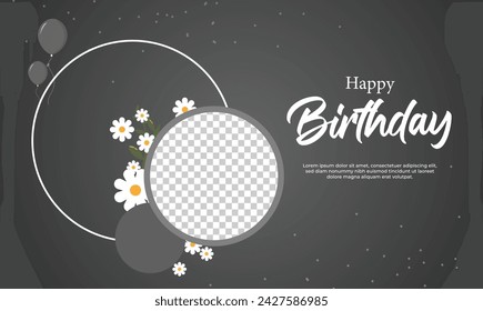 Vector illustration Happy Birthday Social Media Editable Post Banner Template with Photo