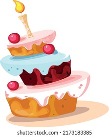 vector illustration. Happy birthday. Sweet pie , cake