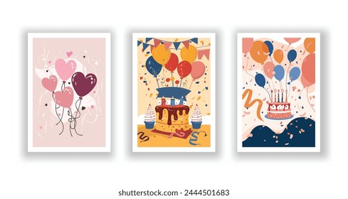 Vektorillustration, Happy Birthday Vorlage für moderne Kunstdrucke und Banner Designs