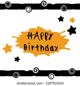 Vector illustration of happy birthday text. Beautiful greeting card poster with calligraphy color text. Handwritten modern brush lettering isolated on a white background.