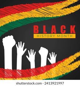 Vector illustration of Happy Black History Month social media feed template