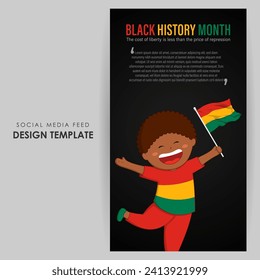 Vector illustration of Happy Black History Month social media feed template