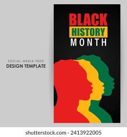 Vector illustration of Happy Black History Month social media feed template