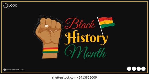 Vector illustration of Happy Black History Month social media feed template