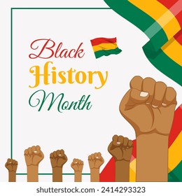 Vector illustration of Happy Black History Month social media feed template
