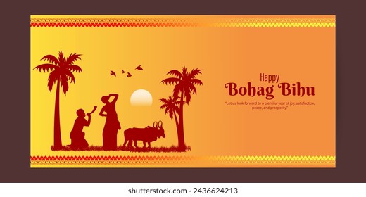 Vector illustration of Happy Bohag Bihu social media feed template