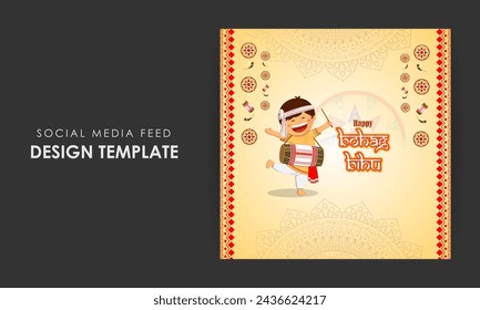 Vector illustration of Happy Bohag Bihu social media feed template