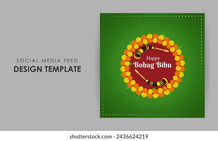 Vector illustration of Happy Bohag Bihu social media feed template