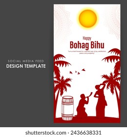 Vector illustration of Happy Bohag Bihu social media feed template