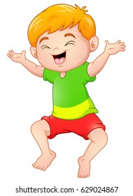 Vector illustration of Happy boy cartoon