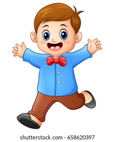 Vector illustration of Happy boy cartoon